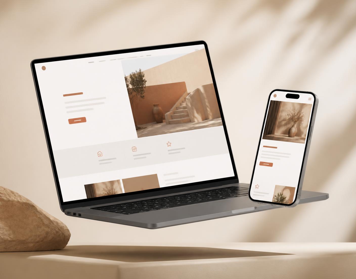 Custom website design shown on a laptop and phone
