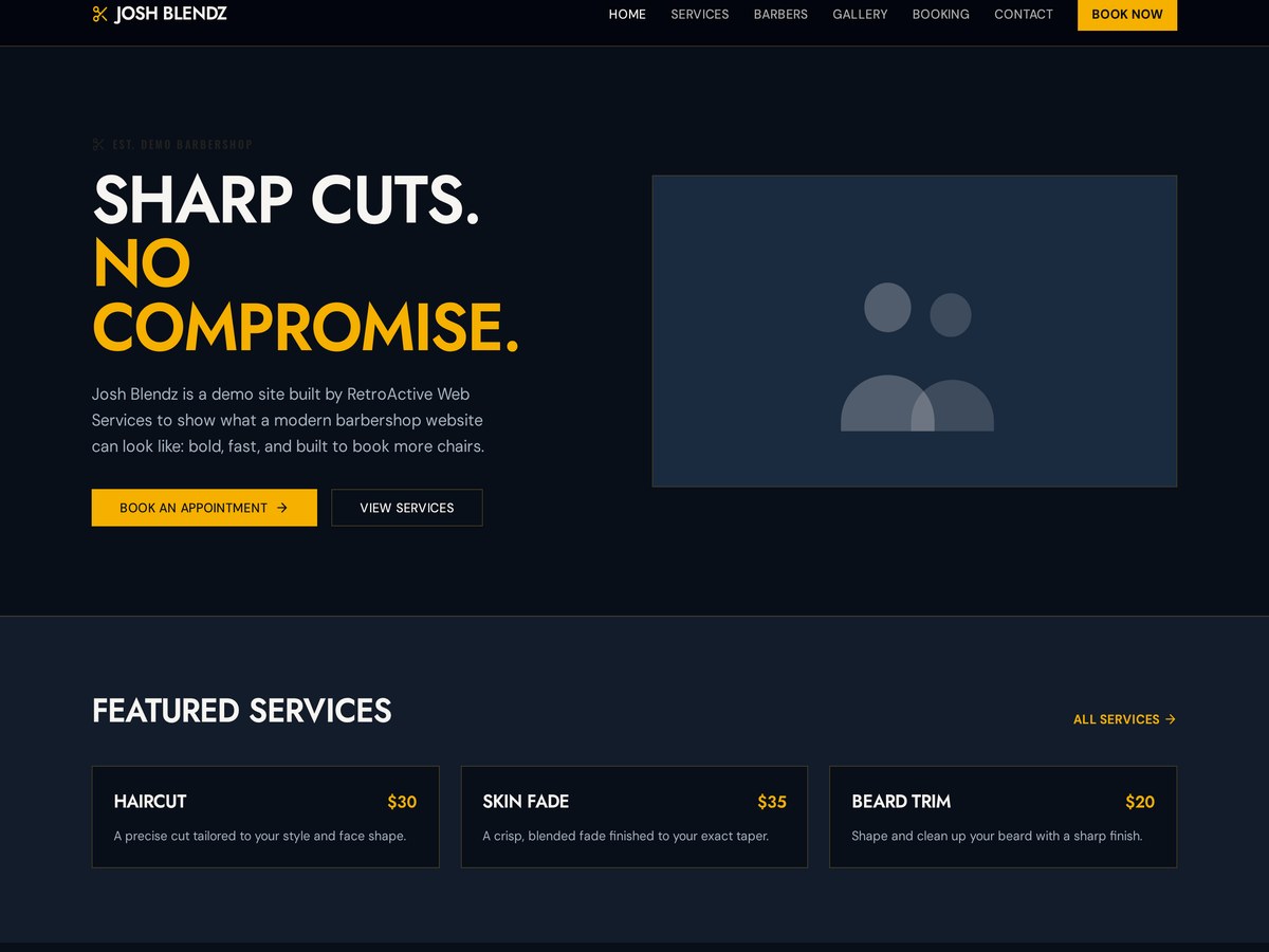 Josh Blendz website design example