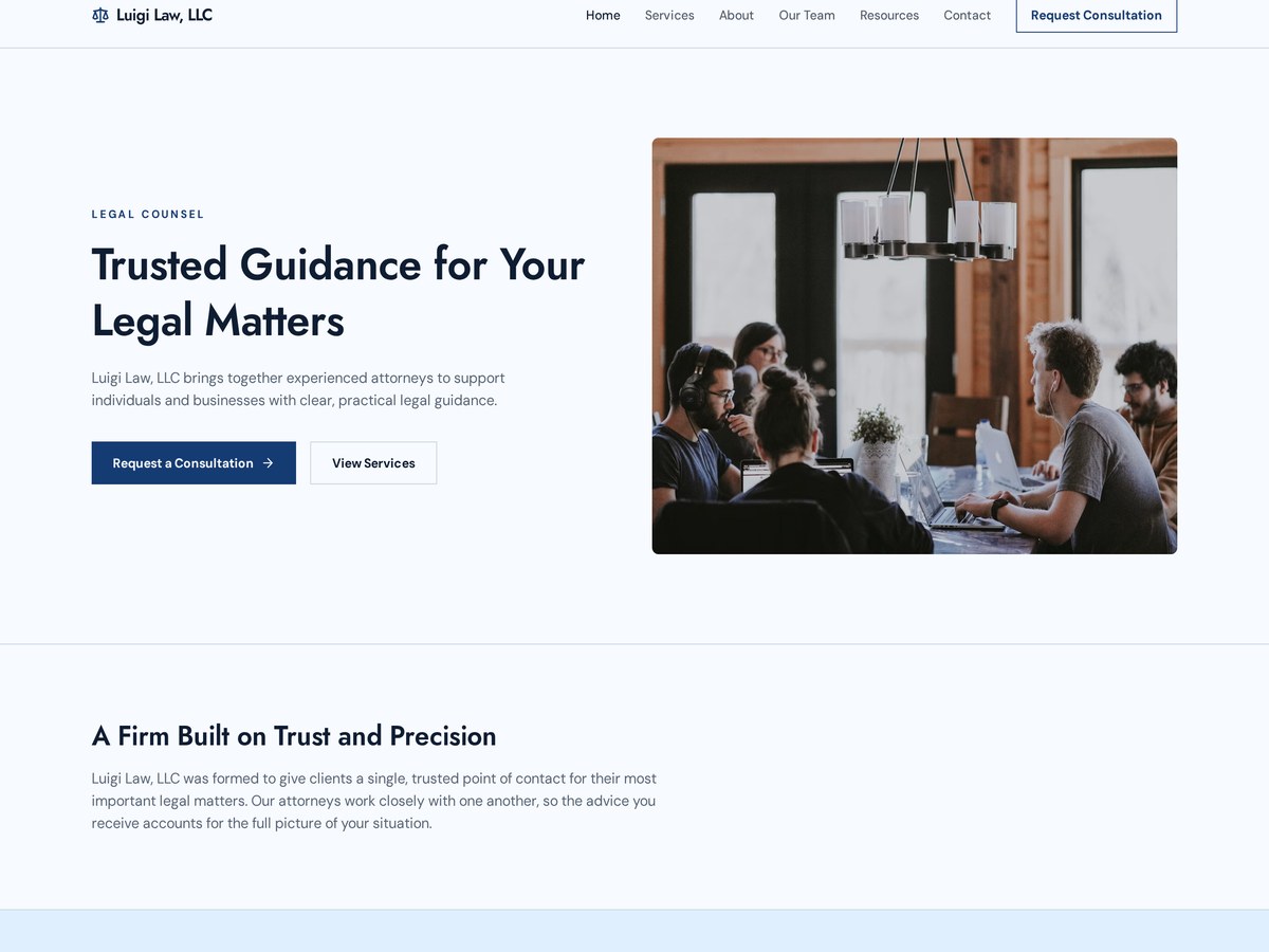 Luigi Law, LLC website design example